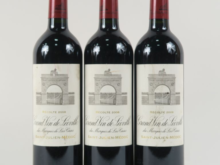 3 BOUTEILLES CHÂTEAU LÉOVILLE LAS CASES GCC ST JULIEN - 2008 - 2 ETLS