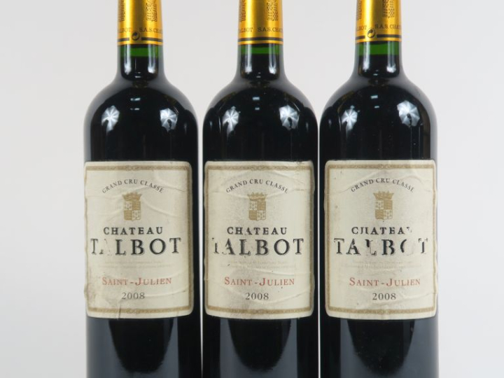 3 BOUTEILLES CHÂTEAU TALBOT GCC ST JULIEN - 2008 - ET FROISÉES/1 ELA