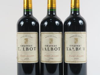Vente aux enchères 3 BOUTEILLES CHÂTEAU TALBOT GCC ST JULIEN - 2008 - ET FROISÉES/1 ELA