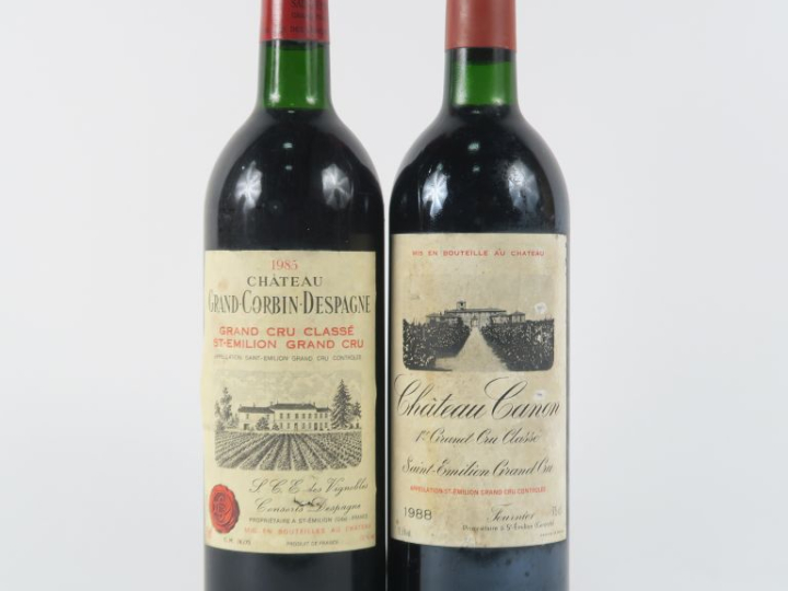 2 BOUTEILLES : 1 CHÂTEAU CANON 1er GCC ST EMILION 1988 BG/ELF - 1 CHÂT