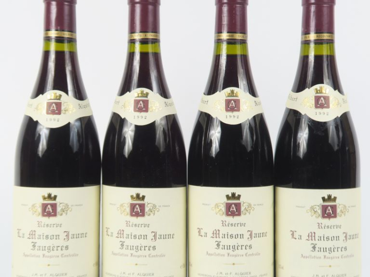 4 BOUTEILLES DOMAINE ALQUIER 'LA MAISON JAUNE' RÉSERVE FAUGÈRES - 1992