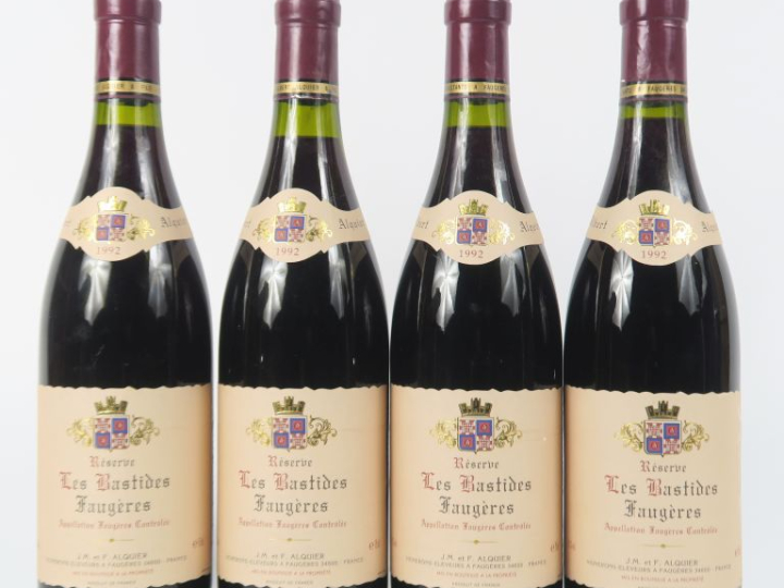 4 BOUTEILLES DOMAINE ALQUIER 'LES BASTIDES' RÉSERVE FAUGÈRES - 1992