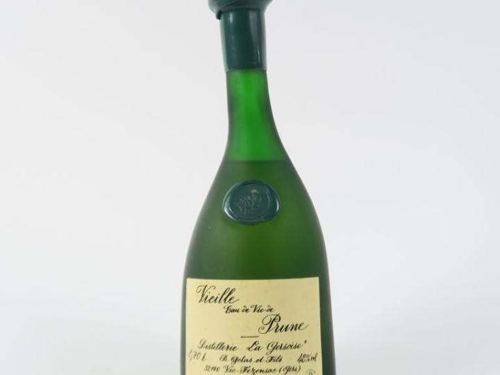 1 BOUTEILLE VIEILLE EAU DE VIE DE PRUNE DISTILLERIE LA GERSOISE B. GEL