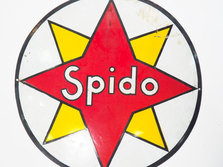 SPIDO.  Plaque émaillée. Diam. 59 cm. (accidents)