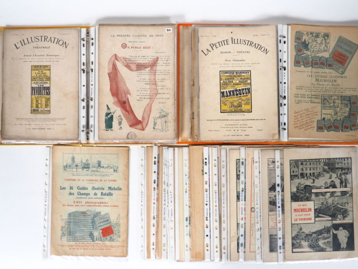 MICHELIN, "Le théâtre illustré du pneu". Lot important de fascicules d