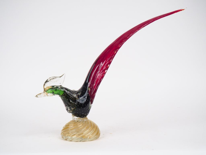 Sculpture en verre polychrome de Venise "oiseau" H. 37 cm  (petites ég