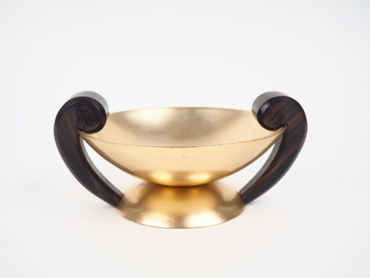 DAN KARNER.  Coupe en ébène de Macassar et métal doré Travail pour Rin