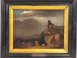 Vente aux enchères Pieter Hermansz VERELST (Dordrecht 1608 - 1675) "Repos de paysans" Toi