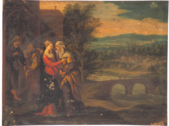 Ecole Flamande du XVIIe "La Visitation" Cuivre Hauteur : 16,7 cm Large