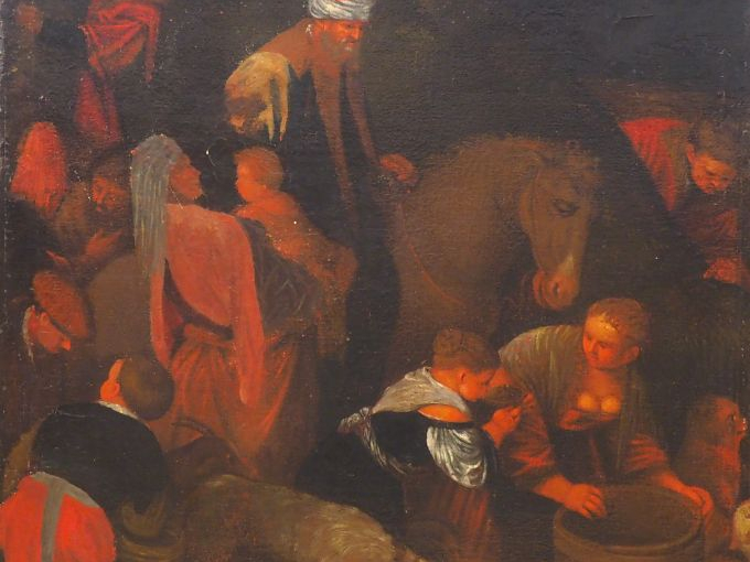 Ecole du Nord XVIIème. "Scène de l'ancien testament" Huile sur toile (