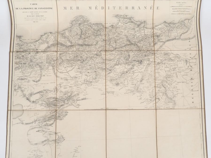 [ALGÉRIE]. PELET (Lieutenant général). ENSEMBLE DE 4 CARTES entoilées 