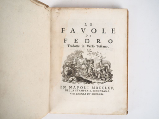 Vente aux enchères PHÈDRE. LE FAVOLE DI FEDRO. Tradotte in Verso Toscano. Napoli, Stamper