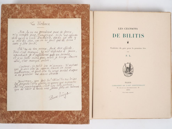 LOUŸS (P.). LES CHANSONS DE BILITIS. P., Librairie de l’Art Indépendan