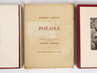 Vente aux enchères LOUŸS (P.). POËSIES. P., Crès, 1930. Trois volumes en ff. sous chemise