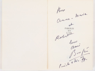 Vente aux enchères BRASSAÏ. PAROLES EN L’AIR. P., Simoën, 1977. In-8 broché. ÉDITION ORIG