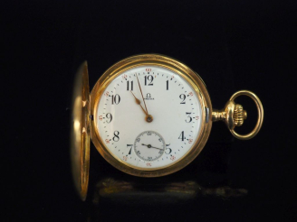 Vente aux enchères OMEGA Montre de gousset aveugle en or jaune 750.  Cadran à chiffres ar