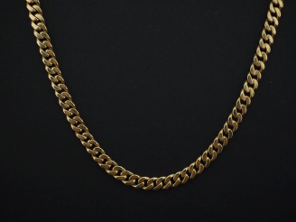 Vente aux enchères Sautoir en or jaune 750, maille gourmette.  Larg. 0,5 cm Poids. 80,98 