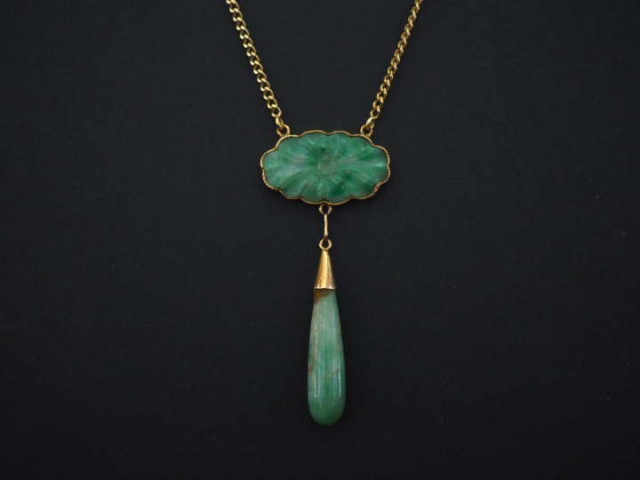 Collier souple de style Extrême-Orient en or jaune 750, maille gourmet