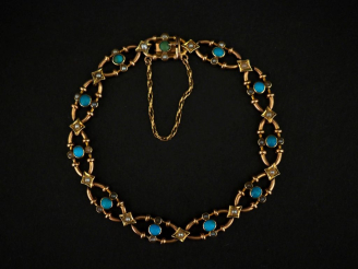 Vente aux enchères Bracelet souple en or jaune 375, composé de maillons ovales ajourés et