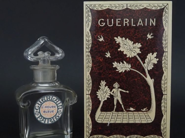 GUERLAIN L'heure bleu. Baccarat.  Flacon vide.  Guerlain, coffret anci
