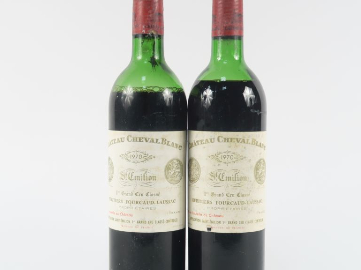 2 BOUTEILLES CHÂTEAU CHEVAL BLANC 1er GCC ST ÉMILION - 1970 - 1 MEP-BE