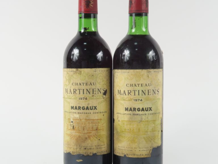 2 BOUTEILLES CHÂTEAU MARTINENS MARGAUX - 1974 - BG/EA