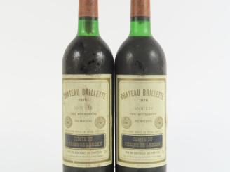 Vente aux enchères 2 BOUTEILLE CHÂTEAU BRILLETTE CB MOULIS - 1976 - BG-LB/BLS