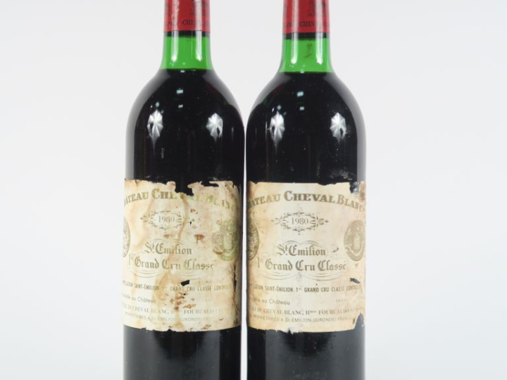 2 BOUTEILLES CHÂTEAU CHEVAL BLANC 1er GCC ST ÉMILION - 1980 - BG/EA