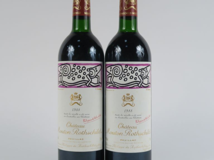 2 BOUTEILLES CHÂTEAU MOUTON ROTHSCHILD 1er GCC PAUILLAC - 1988 - BG/PA