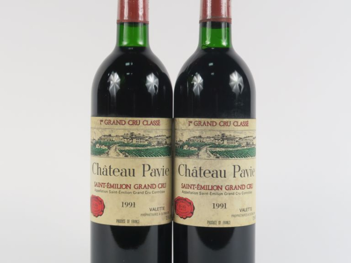 2 BOUTEILLES CHÂTEAU PAVIE 1er GCC ST ÉMILION - 1991 - BG