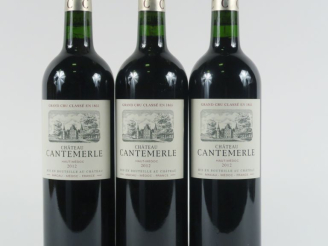 Vente aux enchères 3 BOUTEILLES CHÂTEAU CANTEMERLE GCC HAUT MÉDOC - 2012