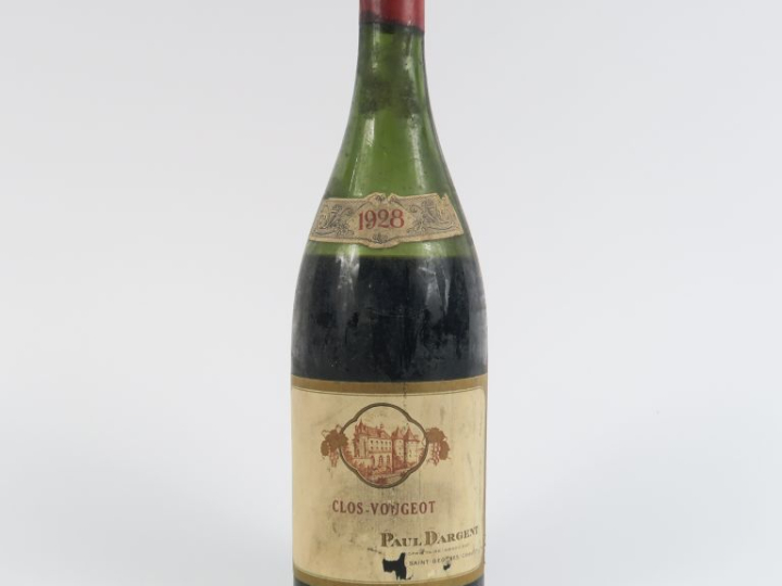 1 BOUTEILLE CLOS VOUGEOT PAUL DARGENT - 1928 - VIDANGE/CAPSULE ABIMÉE