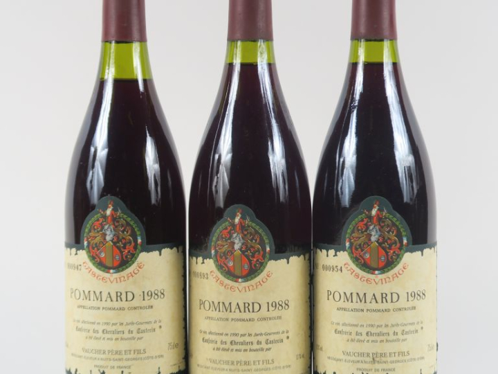 3 BOUTEILLES POMMARD TASTEVINAGE VAUCHER PÈRE   FILS - 1988