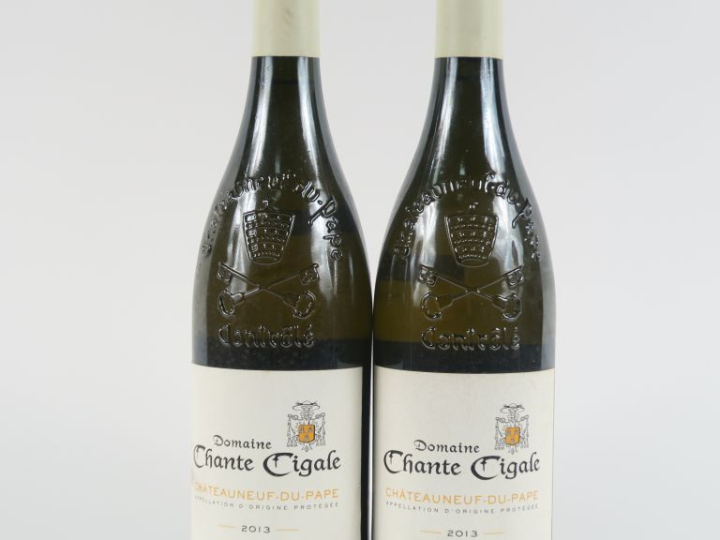 2 BOUTEILLES CHÂTEAUNEUF DU PAPE BLANC DOMAINE CHANTE CIGALE - 2013