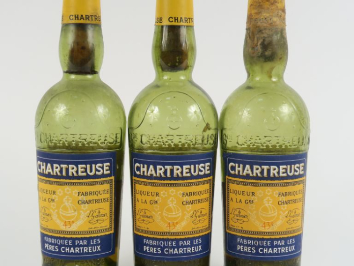 3 BOUTEILLES (37,5 CL) CHARTREUSE JAUNE PÉRIODE 1956-1964 - VIDANGES/2