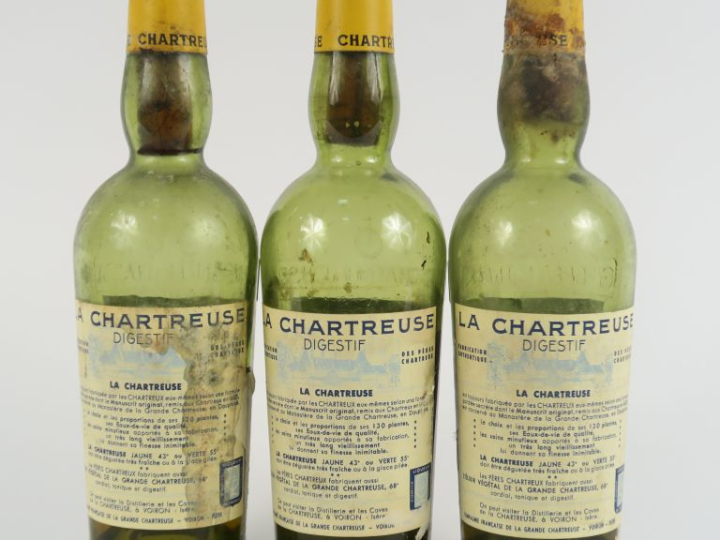 3 BOUTEILLES (37,5 CL) CHARTREUSE JAUNE PÉRIODE 1956-1964 - VIDANGES/2