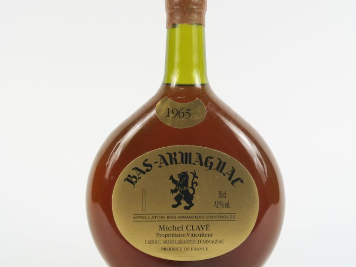 1 BOUTEILLE BAS ARMAGNAC  MICHEL CLAVÉ 42° - 1965