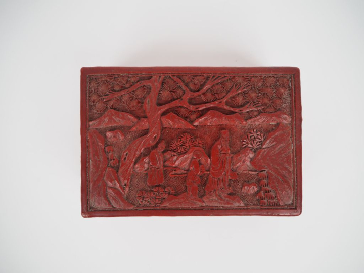 Chine, fin de l'époque Qing,  Coffret à bijoux rectangulaire, en laque