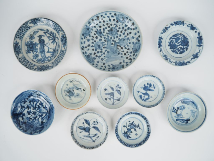 Chine, du XVIe au XVIIIe siècle,  10 coupes et coupelles en porcelaine