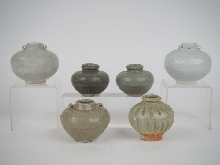 Chine, Annam du XIIIe au XVIIe siècle, 6 pots globulaires en céramique