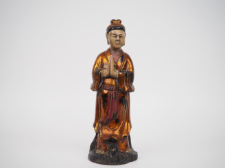 Vente aux enchères Vietnam, dynastie des Nguyen, fin XIXe siècle Statuette en bois ancien