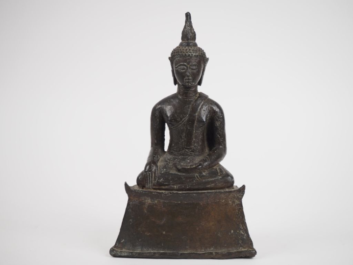	Laos, Thaïlande fin XIXe siècle,  Statuette en bronze représentant bo