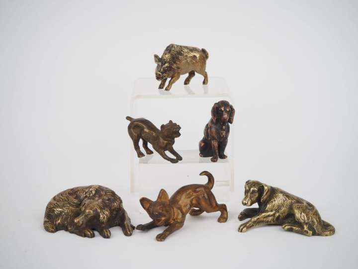 Ecole française fin XIXème début XXème.  6 petits sujets animaliers en