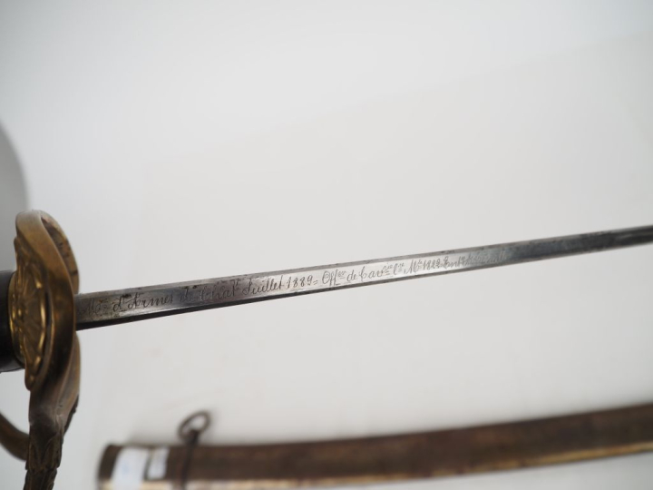 Sabre d’officier de cavalerie légère modèle 1822.  Poignée en corne av