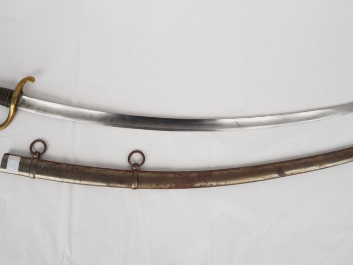 Sabre de canonnier monté modèle 1829.  Poignée recouverte de cuir avec