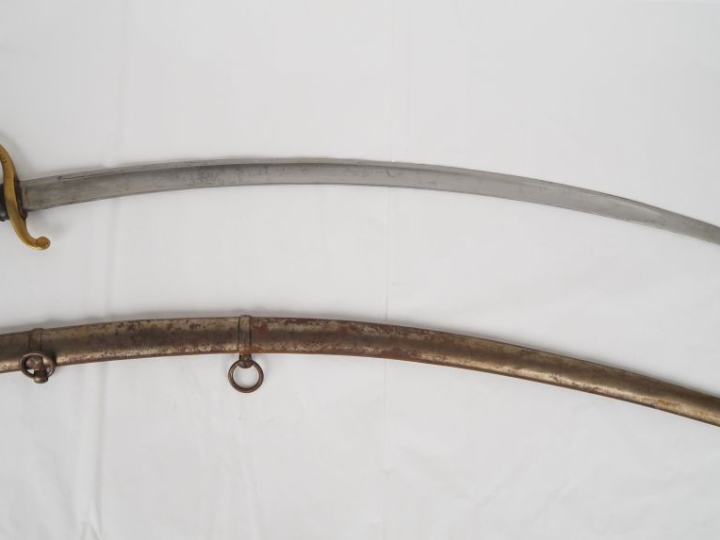 Sabre de canonnier monté modèle 1829.  Poignée recouverte de cuir avec
