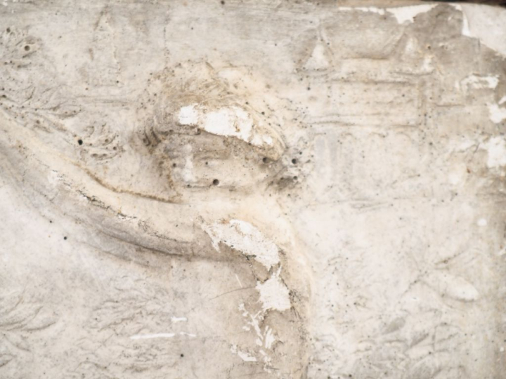 Antoine BOURDELLE. "Les trois rivières". Bas relief en plâtre.en signé