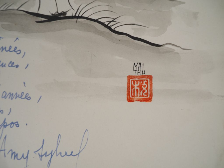 MAI THU (1906-1980)  Dessin à l’encre noire sur papier, illustrant un 