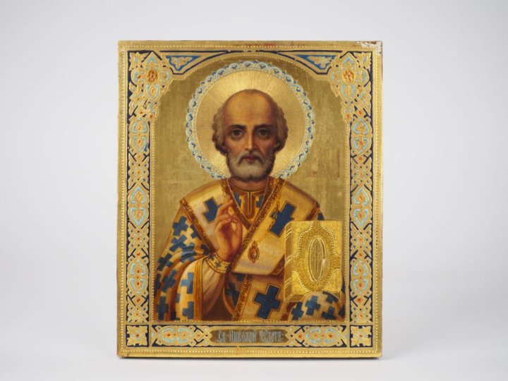 Icône de Saint Nicolas le Thaumaturge.  Russie ou émigration, XXe sièc