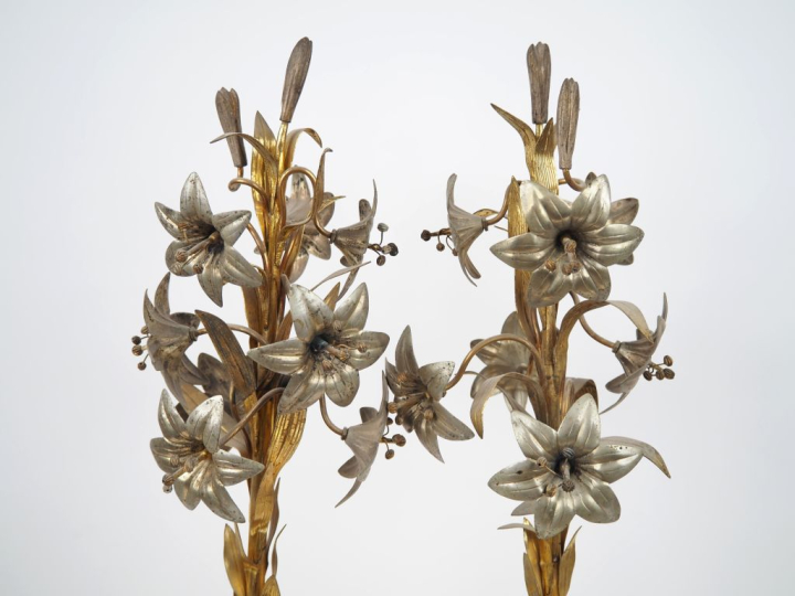 Paire d'éléments décoratifs Napoléon III en bronze et laiton à décor e